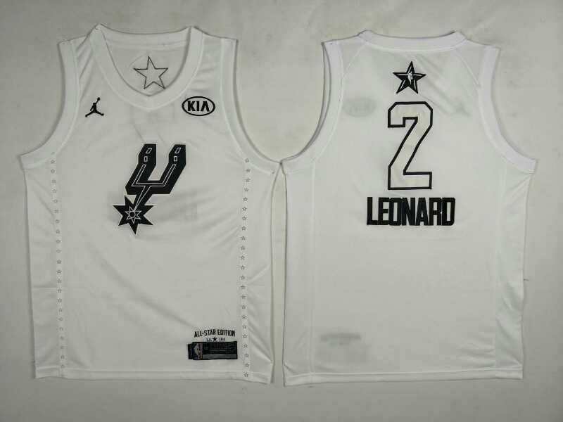 Men San Antonio Spurs 2 Leonard White 2108 All Stars NBA Jerseys
